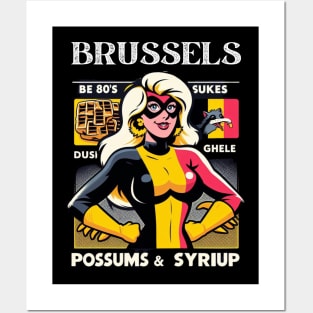 Brussels Female Comic Book Superhero Possums Waffles Syrup Belgium Posters and Art